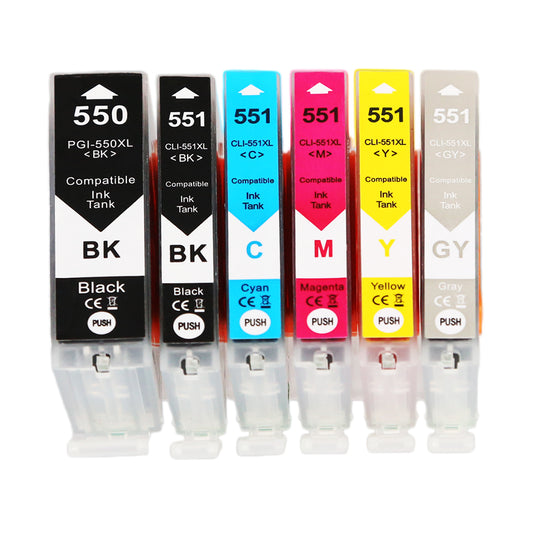 PGI-550XL/CLI-551XL Ink Cartridges Replacement for Canon PGI550XL CLI551XL PGI-550 CLI-551 Ink Cartridge Combo Pack Work for Canon Pixma MG5450 MG5550 Printers