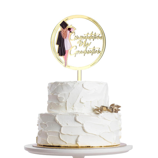 Graduation Cake Topper, 1 Pack Congratulations on graduation Grad Cake Decor, Class of 2025 Cake Decorations for Senior High School College Grad Party Supplies