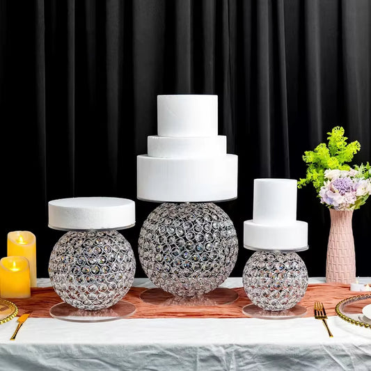 Wedding Cake Stand Table Centerpiece Crystal Round Separator Stands Set for Wedding Cake Accessories