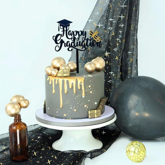 6 Pcs Graduation Cake Toppers Acrylic Cake Topper for 2025 High School Table Centerpiece Sticks Party Cake Decorations Supplies