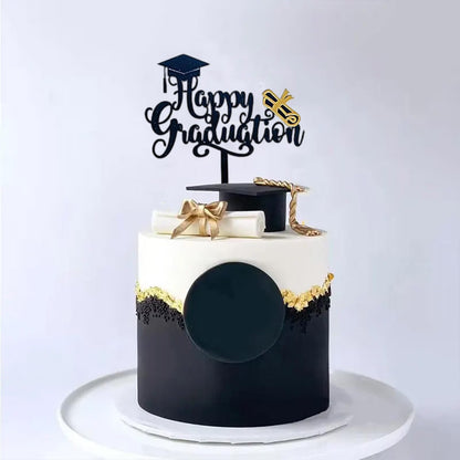 6 Pcs Graduation Cake Toppers Acrylic Cake Topper for 2025 High School Table Centerpiece Sticks Party Cake Decorations Supplies