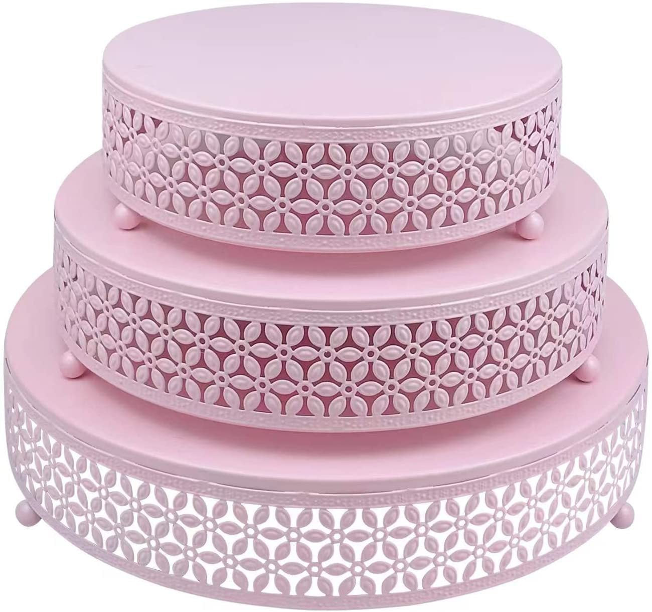 Set of 3 Cake Stand, Dessert Display Cupcake Stands, Round Metal Cake Stands, Cupcake Pastry Candy Display Plate for Wedding, Event, Birthday Party