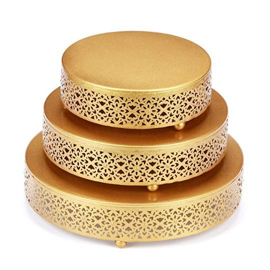 Set of 3 Cake Stand, Dessert Display Cupcake Stands, Round Metal Cake Stands, Cupcake Pastry Candy Display Plate for Wedding, Event, Birthday Party