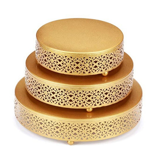 Set of 3 Cake Stand, Dessert Display Cupcake Stands, Round Metal Cake Stands, Cupcake Pastry Candy Display Plate for Wedding, Event, Birthday Party