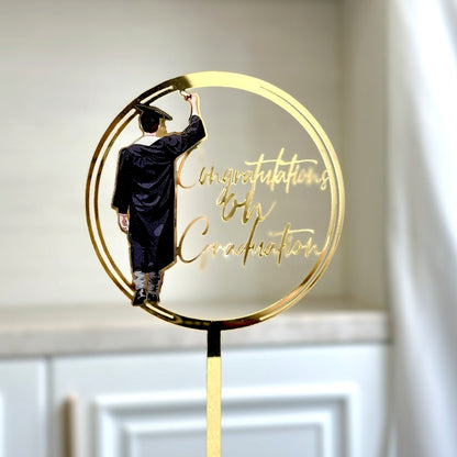 Graduation Cake Topper, 1 Pack Congratulations on graduation Grad Cake Decor, Class of 2025 Cake Decorations for Senior High School College Grad Party Supplies