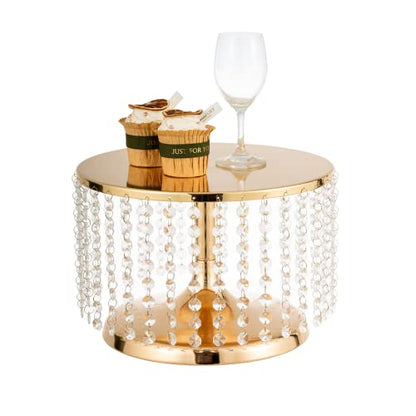 Silver Cake Stand Set of 3 - Elegant Round Tiered Stands with Crystal Beads for Wedding, Christmas & Dessert Displays