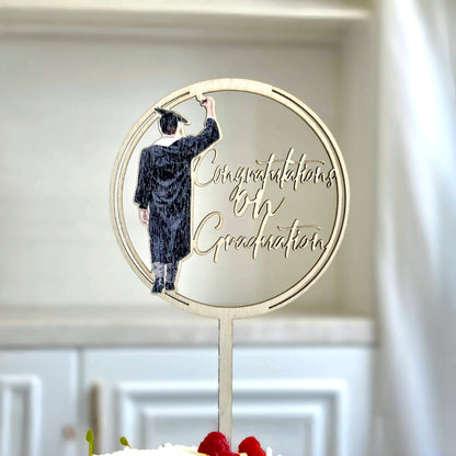 Graduation Cake Topper, 1 Pack Congratulations on graduation Grad Cake Decor, Class of 2025 Cake Decorations for Senior High School College Grad Party Supplies