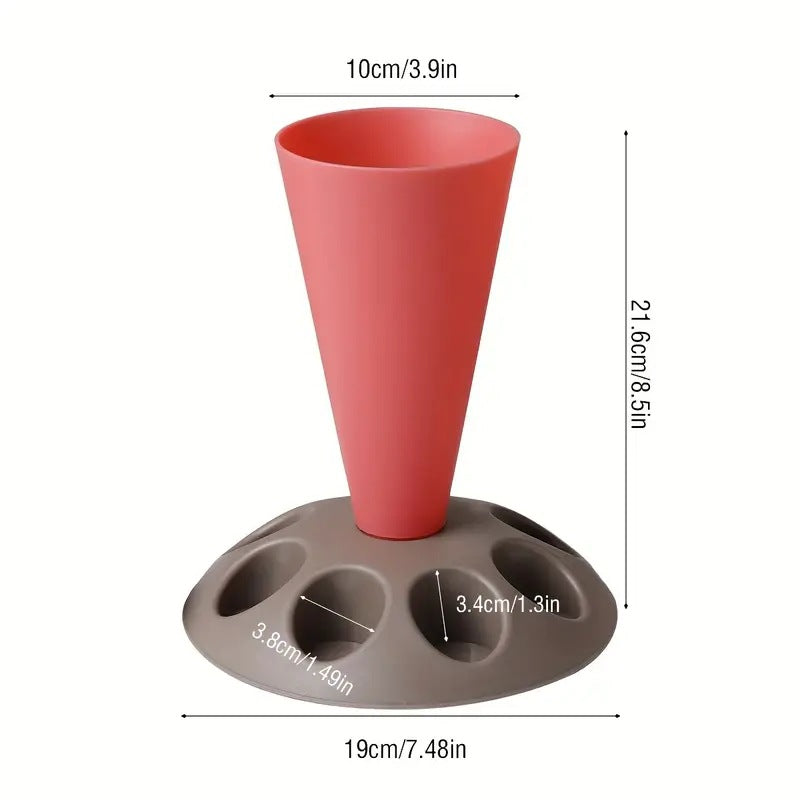 Piping Bag Holder Stand for Filling, Pastry Bag Holder Stand, Decorating Bag Holder with 8 Slots Nozzles Holder, Plastic Pastry Bag Stand for Cake Decorating Kit, Baking Accessories (Blue)（Red)(Yellow)(Grey)(Black)