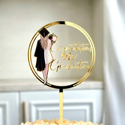 Graduation Cake Topper, 1 Pack Congratulations on graduation Grad Cake Decor, Class of 2025 Cake Decorations for Senior High School College Grad Party Supplies