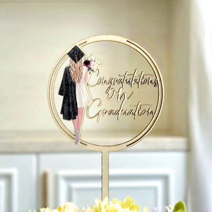 Graduation Cake Topper, 1 Pack Congratulations on graduation Grad Cake Decor, Class of 2025 Cake Decorations for Senior High School College Grad Party Supplies