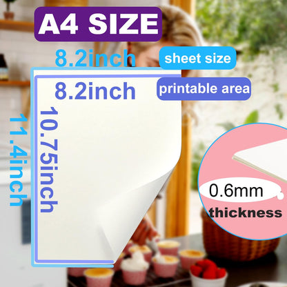 A4 Size 0.6mm 50 Sheet Edible Rectangle Rice and Wafer Paper,9x12.6 inches for candy packaging or food decoration