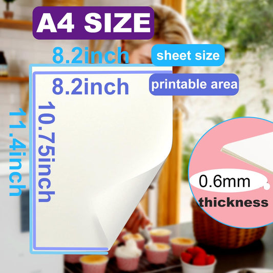 A4 Size 0.6mm 50 Sheet Edible Rectangle Rice and Wafer Paper,9x12.6 inches for candy packaging or food decoration